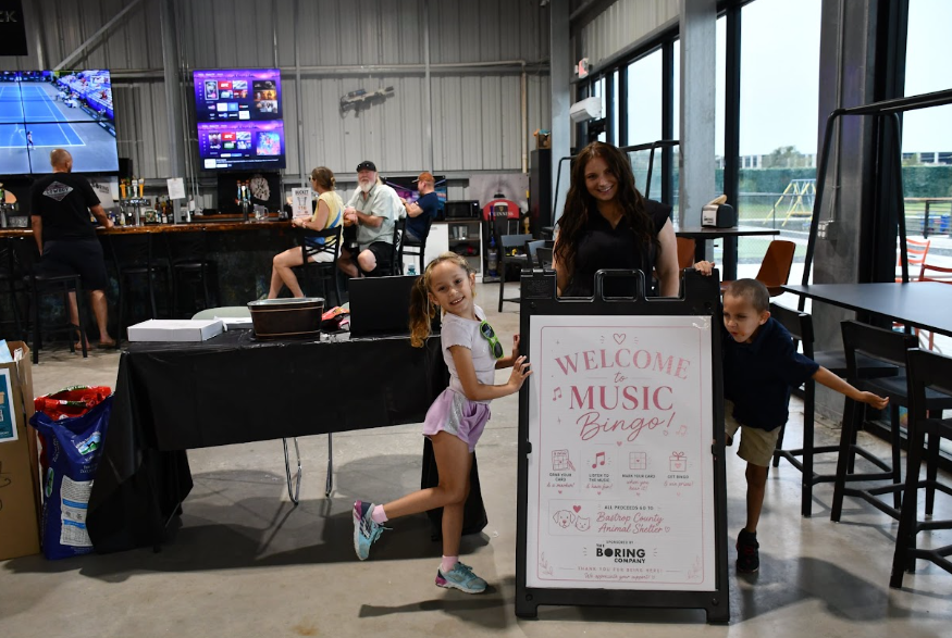 Welcome to Music Bingo sign at the plaza
