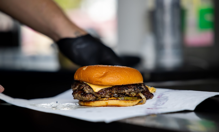 Double cheeseburger from the plaza kitchen