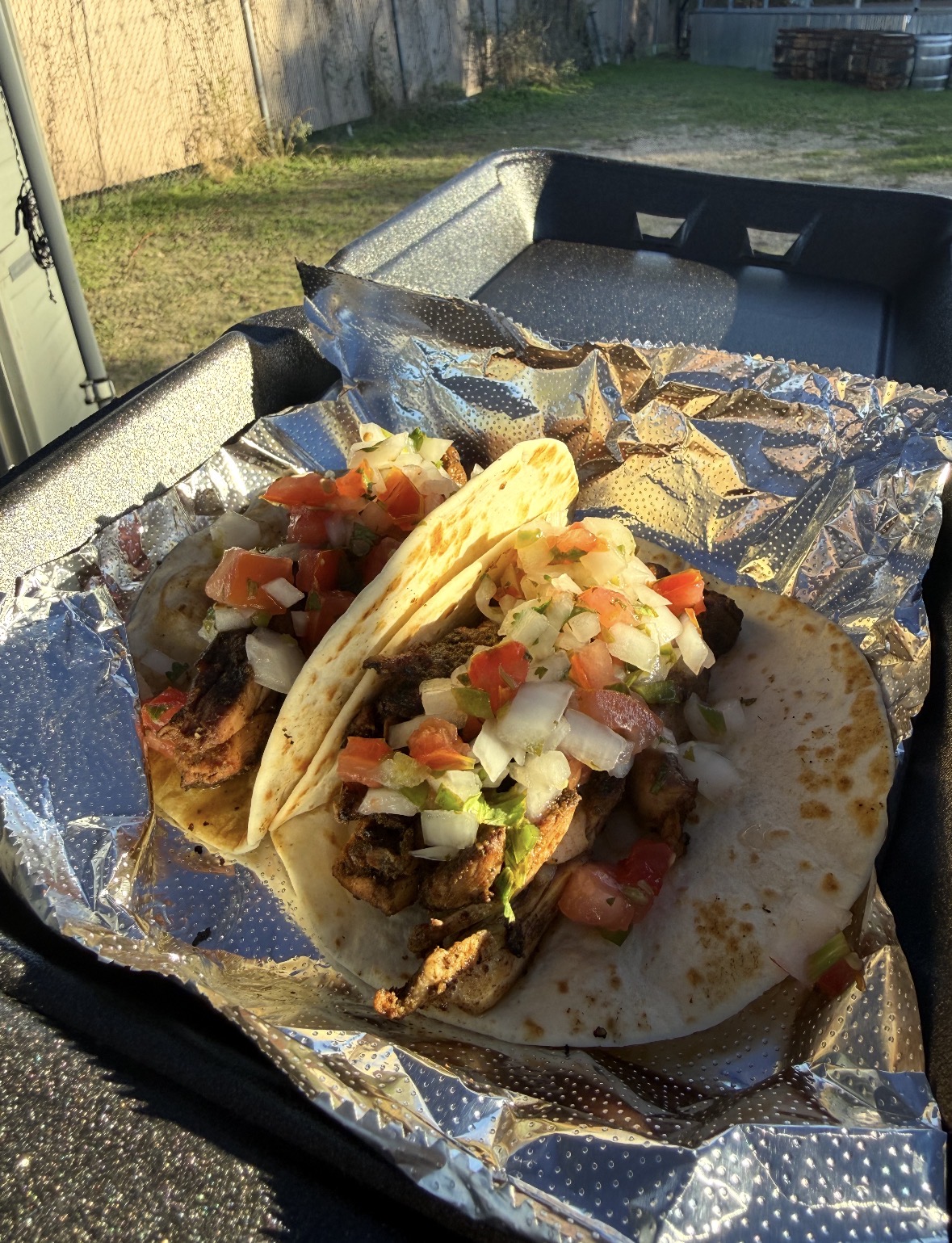 Street tacos with pico de gallo from a plaza kitchen