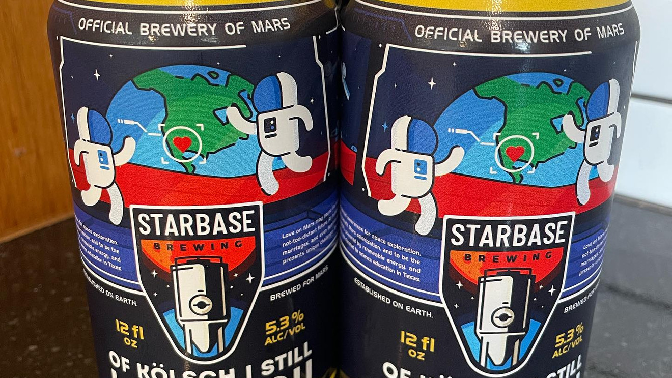Starbase Brewing kolsch cans, the official brewery of Mars